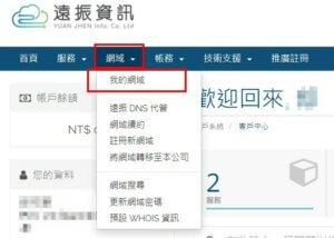 DNS 主機設定教學-選擇網域名稱